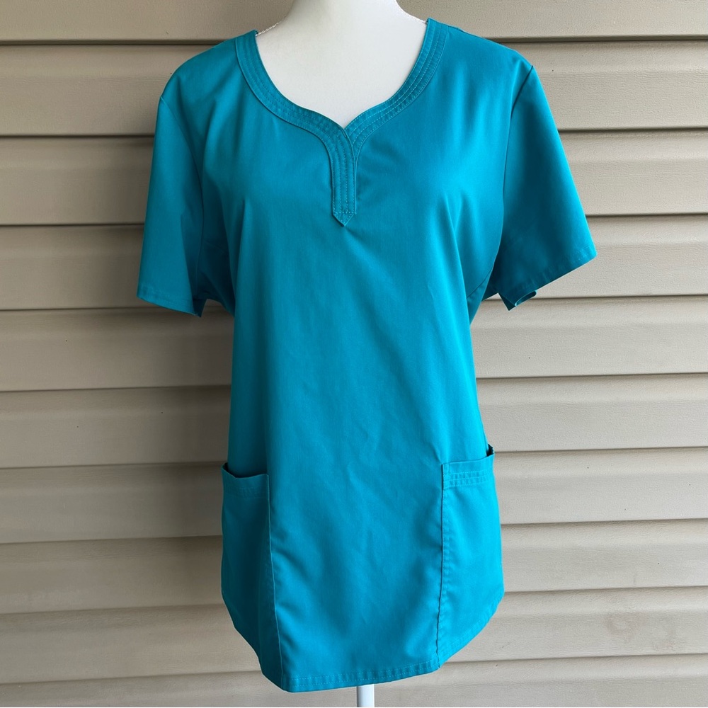 healing hands Teal V-Notch Medical Scrub Top